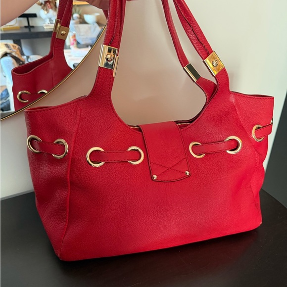 Jimmy Choo Vibrant Red Leather Shoulder Bag with Gold Hardware - Picture 5 of 11